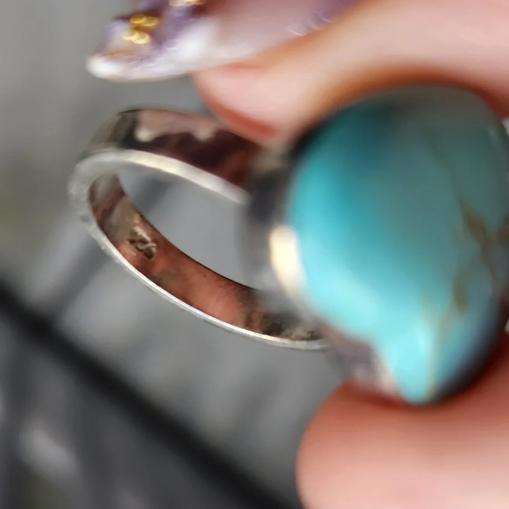 Handmade Sterling Silver 925 Turquoise Heart Ring Size 8